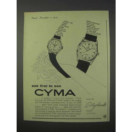 1959 Cyma Watch Ad - 124 and Navystar