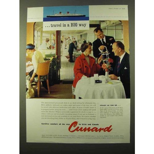 1959 Cunard Cruise Ad - Travel in a Big Way