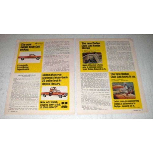 1972 Dodge Club Cab Pickup Truck Ad