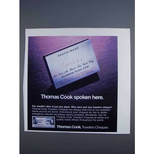 1980 Thomas Cook Travelers Cheques Ad - Spoken Here