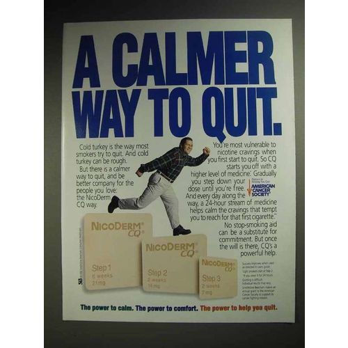 1998 NicoDerm CQ Nicotine Patch Ad - Calmer Way to Quit