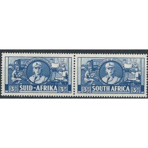 South Africa 1941 SG91 3d Blue Pair Mounted Mint . ..