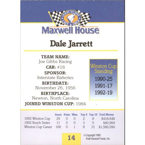 1993 Maxwell House Dale Jarrett #14