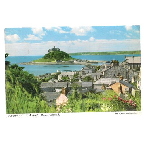 ST. MICHAEL'S MOUNT AND MARAZION,Cornwall used vintage postcard 1966 postmark =