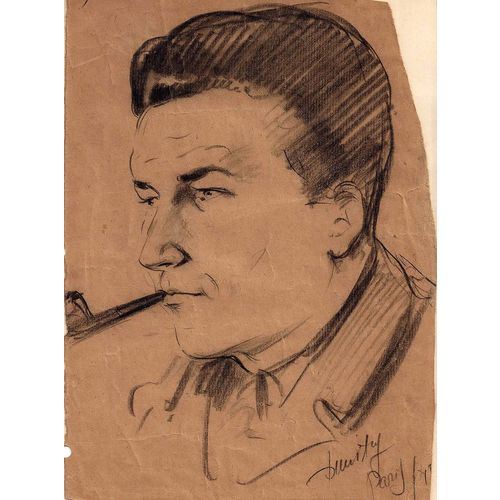 1945 Sketch of Pvt. Orville E. Hegel by "Dmitri", Russian artist in Paris