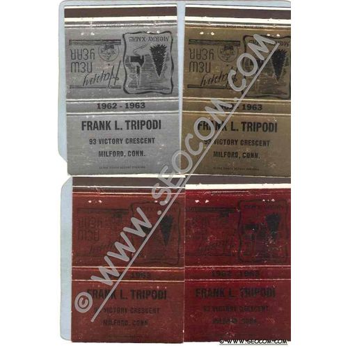 CT Milford Matchcover Set Of 4 Different Colored Matchcovers Frank L Tripo~1447