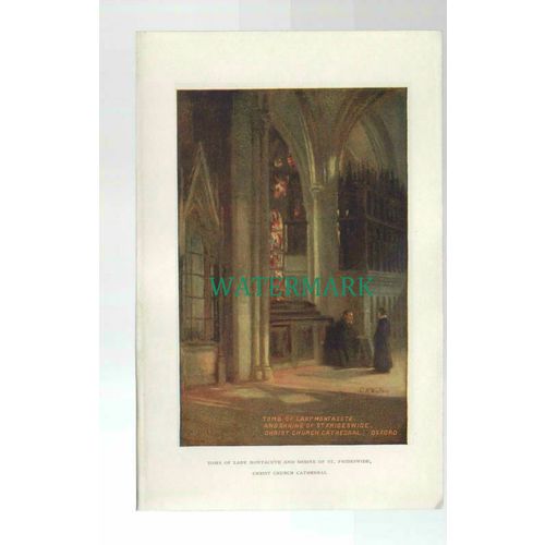 C4240) Book Print OXFORD The Cathedral Christ Church - Interior Scene
