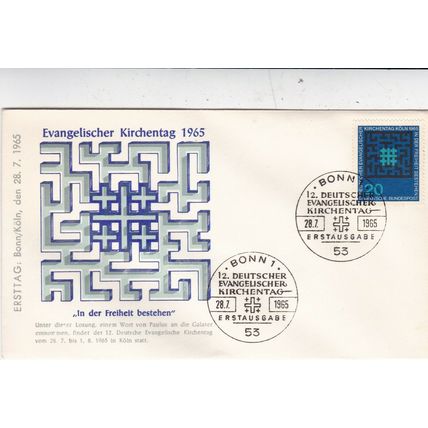 Germany 1965 Evangelical Church Day FDC Bonn special cancel Unaddressed VGC