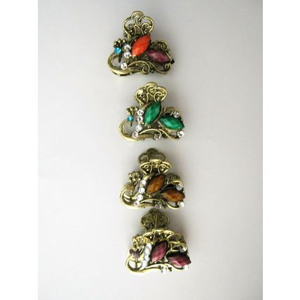 Small metal antique bronze jeweled hair claw clips steampunk hair clip