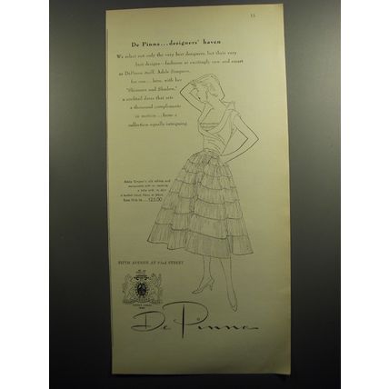 1951 De Pinna Adele Simpson Shimmer and Shadow Cocktail Dress Advertisement