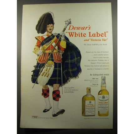 1951 Dewar's White Label Scotch Ad - Dress of Drum Major Gordon Highlanders