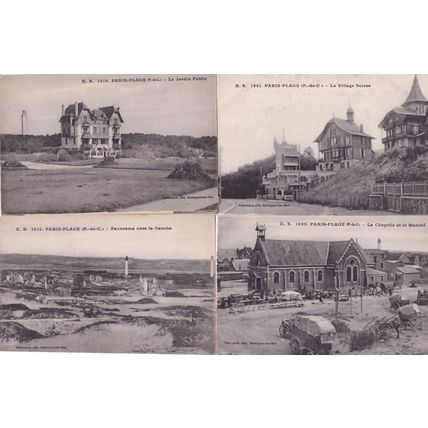 Paris Plage Suisse Village 4x Antique French Postcard s