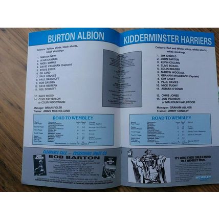 1987 FA Trophy Final Programme,Ticket & Newspaper – Burton A v Kidderminster H
