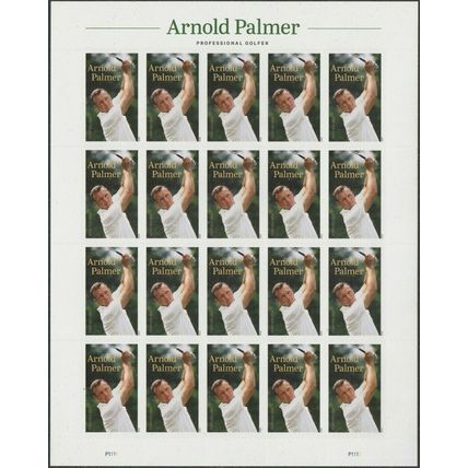 Arnold Palmer Golfer Sheet of 20 - Current Rate Stamps Scott 5455 - Stuart Katz