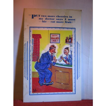 SAUCY SEASIDE POSTCARD unused H.B. Ltd no 7319 humour EAT MORE FRUIT #