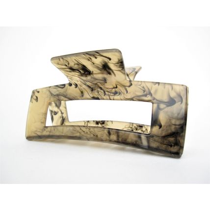 Large rectangle tan and black marbled hair claw clip