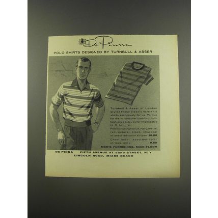 1956 De Pinna Polo Shirts by Turnbull & Asser Advertisement