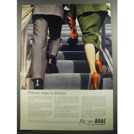 1956 BOAC Airways Ad - Fifteen steps to Britain