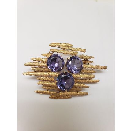 Estate Vintage 14k Yellow Gold Huge Alexandrite Brooch-Pin Heavy 30.4gr, 1950's