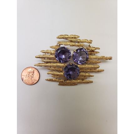 Estate Vintage 14k Yellow Gold Huge Alexandrite Brooch-Pin Heavy 30.4gr, 1950's