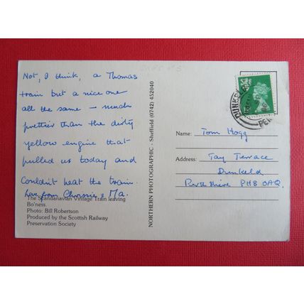 Scandinavian Vintage Train Leaving Bo'ness SRPS No.5 Postcard