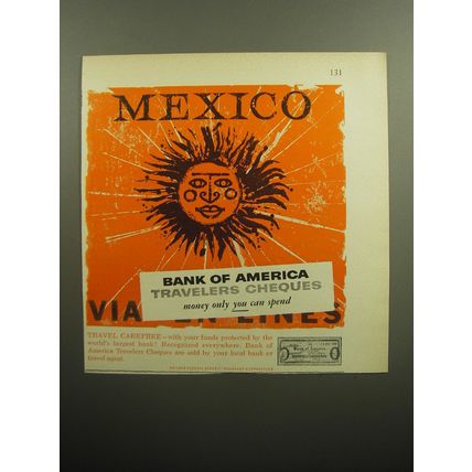 1957 Bank of America Travelers Cheques Ad - Mexico
