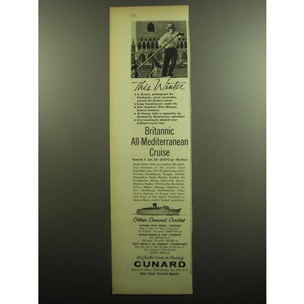 1958 Cunard Cruise Ad - This Winter