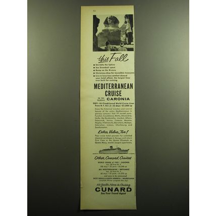 1958 Cunard Cruise Ad - this fall