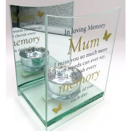 Mum Memorial Oil Burner Glass Oblong 12 CM Sentimental Verse Gift Grief