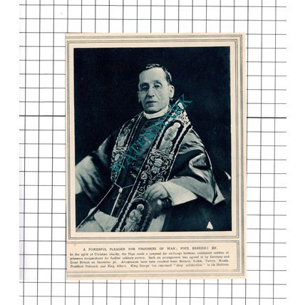 Pope Benedict XV WW1 - c.1915 Clipping / Print