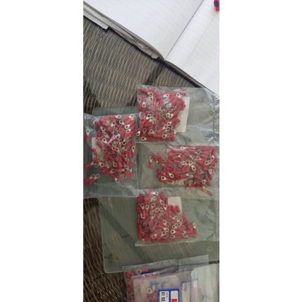 1.5mm Red Insulated Ring Terminals 4.3mm Hole (4pkts of 100)