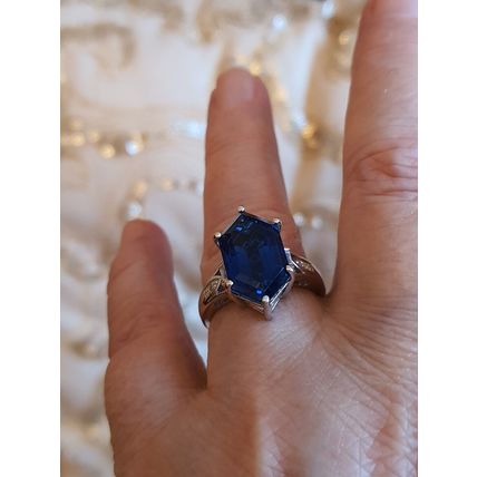 Minas Gerais Twilight Quartz Fancy Cut Ring Sz P½- Q Platinum Overlay 925 Silver