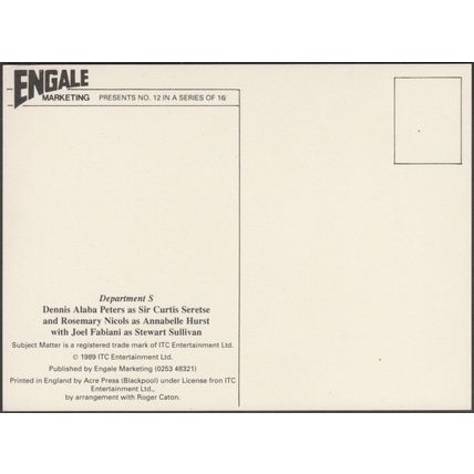 Department S - British TV Classics, 1989 - Engale Postcard