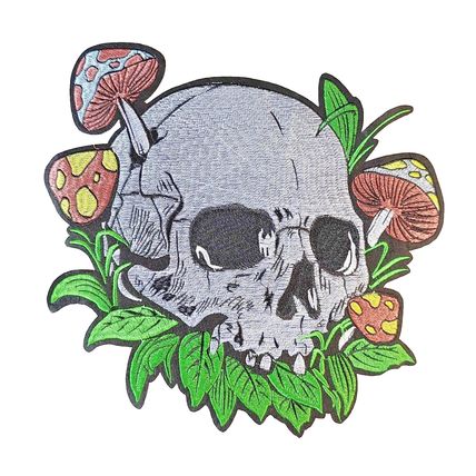 Very Large Skull Iron On Patch Mushrooms 29 cm x 27 cm Back Patch Biker P695