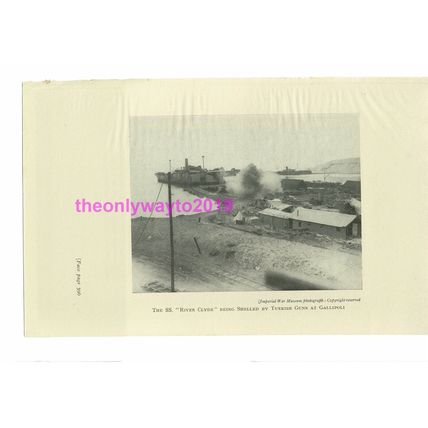 SS River Clyde, Shelled by Turks, Gallipoli, Book Illustration (Print), c1920