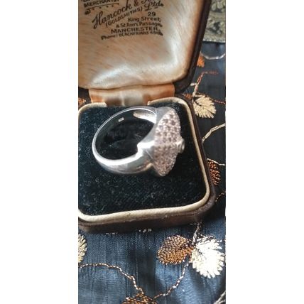 Antique Vintage 1980-s Sterling Silver Amethysts Ring Size UK P, US 7 1/2 7.2 g