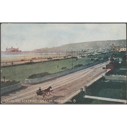 Lawns and Sea-Front, Weston-Super-Mare, Somerset, 1908 - Postcard