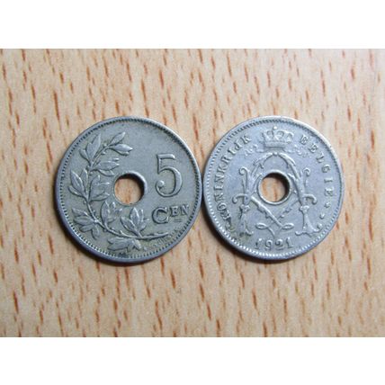 Belgium 1921 5 Centime Belgie (Dutch - Flemish Text) Coin