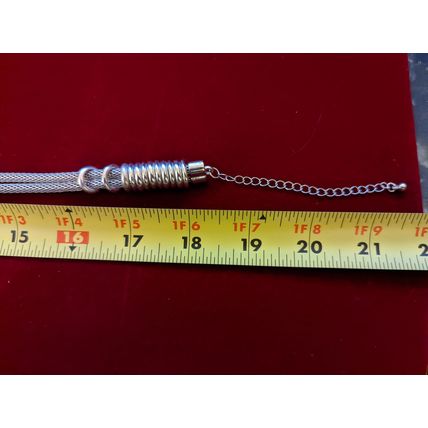 18 inch Silver-Tone Mesh Chain Necklace w/ Decorative Rings - Adjustable Length
