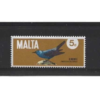 Malta.SG457 5d Blue Rock Thrush.Mounted Mint.May25