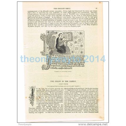 PORTION OF WYCLIFFES BIBLE, BOOK ILLUSTRATION/PRINT, 1877