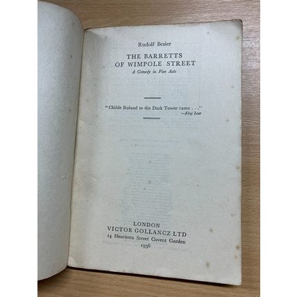 1956 RUDOLF BESIER "THE BARRETTS OF WIMPOLE STREET" DRAMA PLAY PB BOOK (P2)