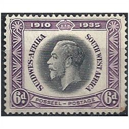South West Africa 1935 SG91 6d Black & Purple Silver Jubilee Mounted Mint RCP. .