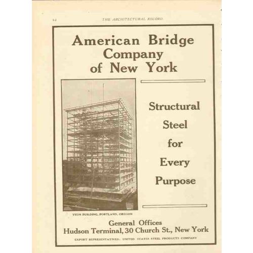 american bridge company ny 1911 yeon building portland or vintage ad