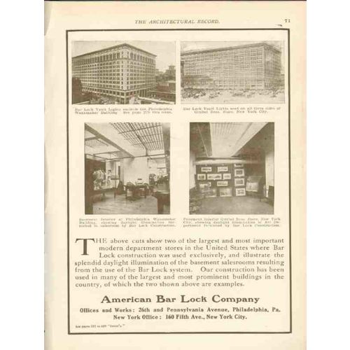 american bar lock company 1911 gimbles brothers building vintage ad