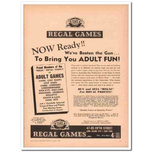regal games inc 1946 now ready production leather goods vintage ad