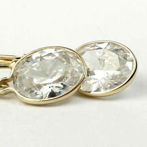 Cubic Zirconia, 14KY Gold Leverback Earrings, E101