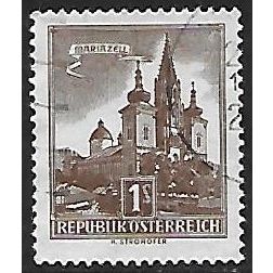 Mi 1045: 1 S. sienna Definitive Stamp: Mariazell Basilica.