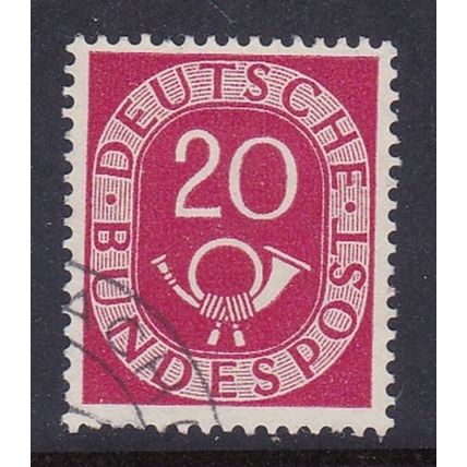 GERMANY 1951 NUMERAL & POSTHORN 20pf VALUE USED SG1052