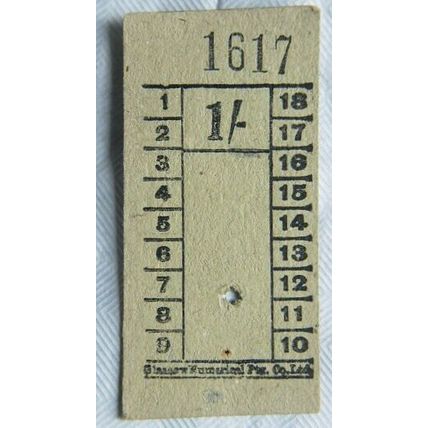 Vintage: Glasgow Numerical Ptg. Co. 1/- ticket